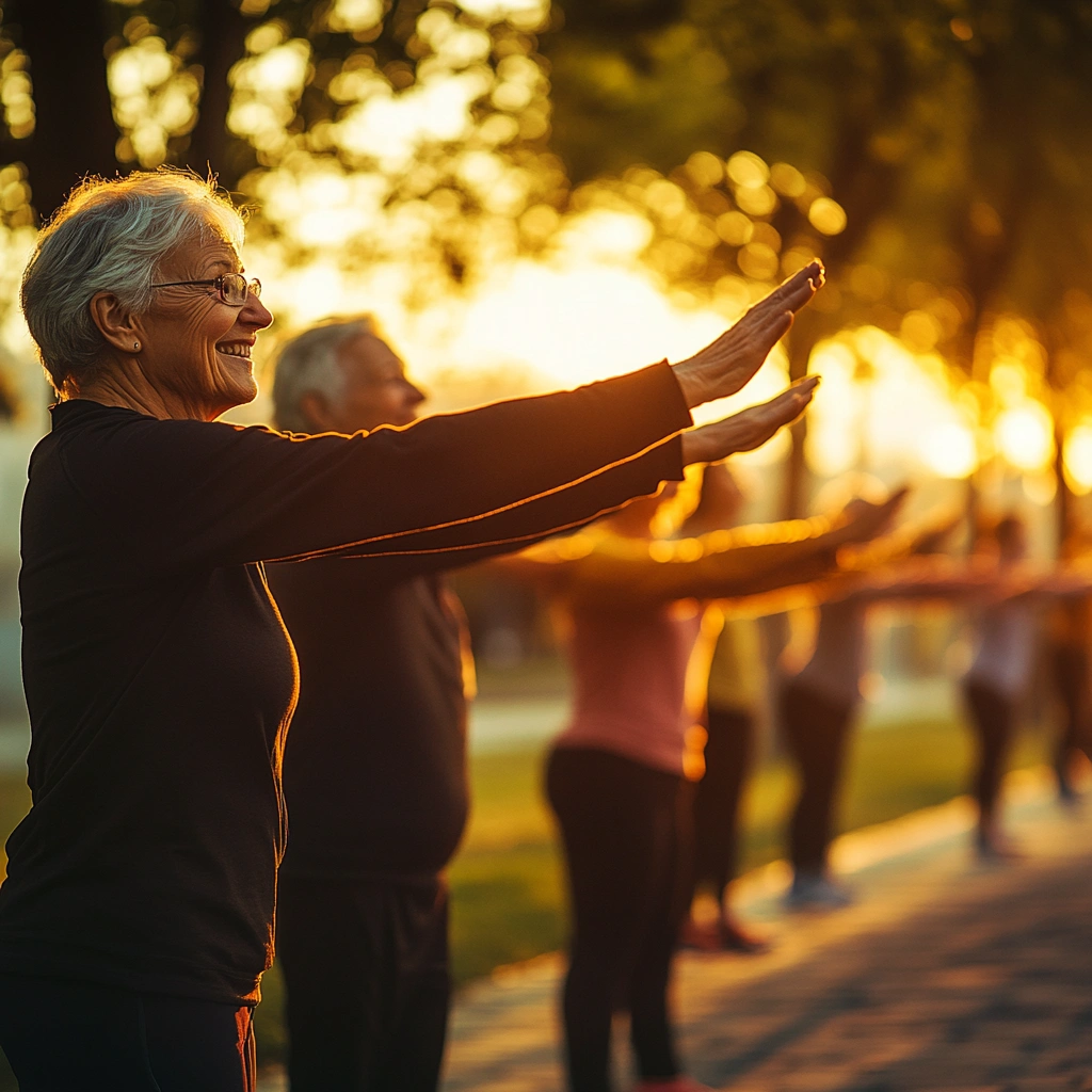 Активні пенсіонери займаються спортом на свіжому повітрі