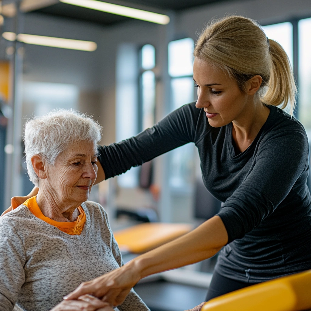 Тренер brinvelk проводить заняття з групою активних пенсіонерів